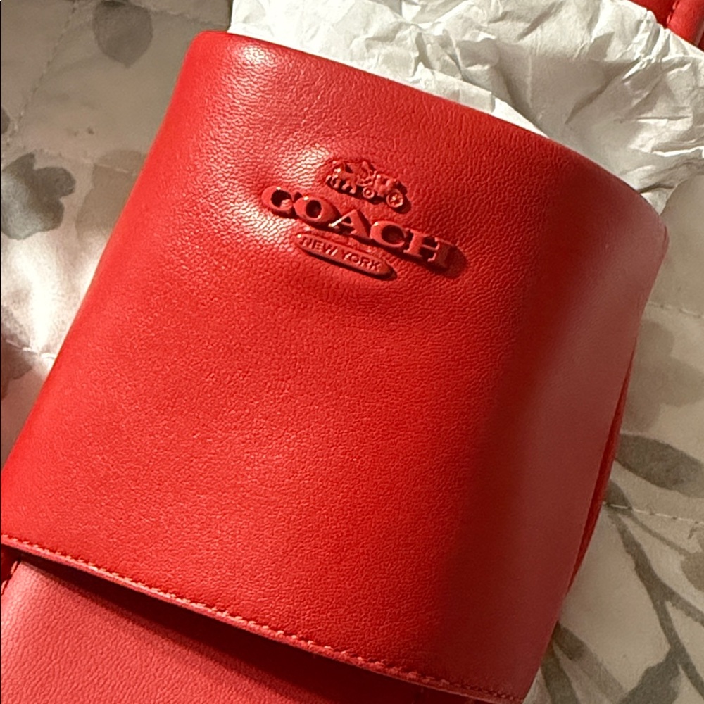 Coach Women's Red Fiona Slide Sandals - Picture 2 of 7